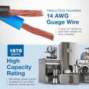 Appliance Extension Cord - 15ft Heavy Duty Gray Extension Wire for Air Conditioner, Refrigerator, & All Major Appliances - 14 Gauge High Voltage 3 Prong Flat-End Appliance Cord, for Indoor use