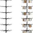 Hypergiant Retail Display Stand 7 Tier Rotating Rack For Store Display Shelves,Jewelry Keyring Socking Hats,Movable Shop Spinner for Toys Show ,Black,Adjustable height