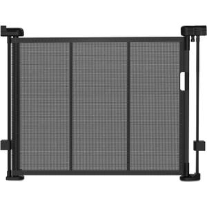 Retractable Baby Gates, Extra Wide Gate for Stairs, Extra Long Child Gates for Large Openings, Mesh Baby Gate, Dog Gate for Doorways, Expandable Gates (Black, 33" Tall x 55" Wide)