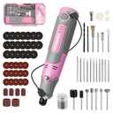 WORKPRO Cordless Rotary Tool Kit with 69pcs Accessories, 3 Variable Speeds, USB Rechargeable Mini Rotary Tool for Engraving, Sanding, Polishing, Carving, Cutting, DIY Crafts - Pink Ribbon