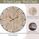 EMAX HOME 30 Inch Extra Large Wall Clock - Farmhouse Rustic Wood & Metal Design Silent Non-Ticking Battery Operated Decorative Oversized Clock for Living Room, Kitchen, Office & Bedroom