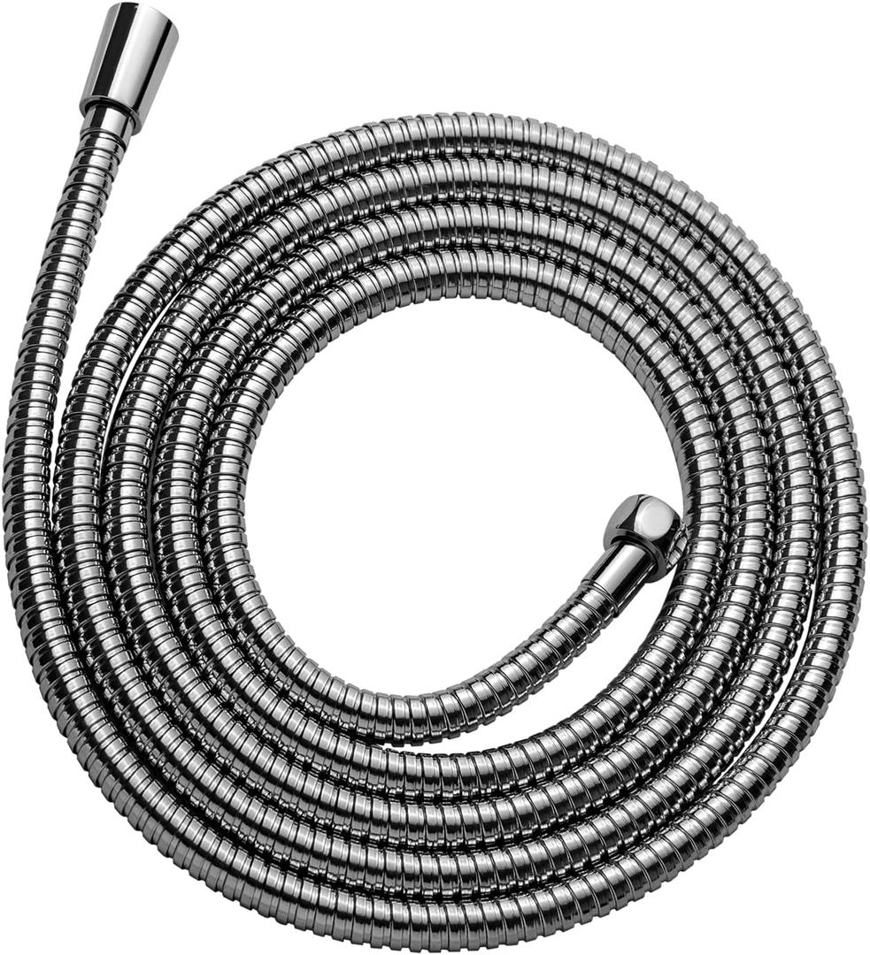 OFFO Shower Hose, 120 in Kink Free Stainless Steel Shower Hose Attachment Electroplating Handheld Shower Head Hose Flex Hoses Extension with Brass Insert & Nut for Pet Bathing Cleaning, Chrome