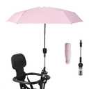 Stroller Sunshade Clip-on Adjustable Universal, Adjustable Steering Angle, Reinforced Umbrella Frame, Compact and Lightweight, Suitable for All Kinds of Strollers(Pink)