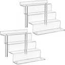 2 Pack 12 Inch Acrylic Display Risers - 4 Tier Shelf Cupcake Stand, Clear Perfume Organizer, Riser Stand for Figures, Desserts & Party Decor