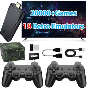 PGYFDAL Upgrade Wireless Retro Game Console Stick Built in 20000+ Games with 18 Emulators, 4K HDMI Output Nostalgia Plug & Play Retro Gaming Stick with Dual 2.4G Wireless Controllers64GB