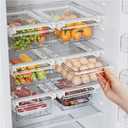 SNSLXH 2 Pack Refrigerator Drawer Organizer, Pull Out Shelf Storage Transparent Organizer for Egg, Fruit, Vegetable, Seafood, Meat, Fit All Fridge Shelves Under 0.6''