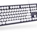 Wired Keyboard, 104 Keys Full-Sized Typewriter Keyboards, USB Plug and Play Office Keyboard with Number Pad, Caps Indicators, Foldable Stands for Windows, PC, Laptop, Desktop (Black)