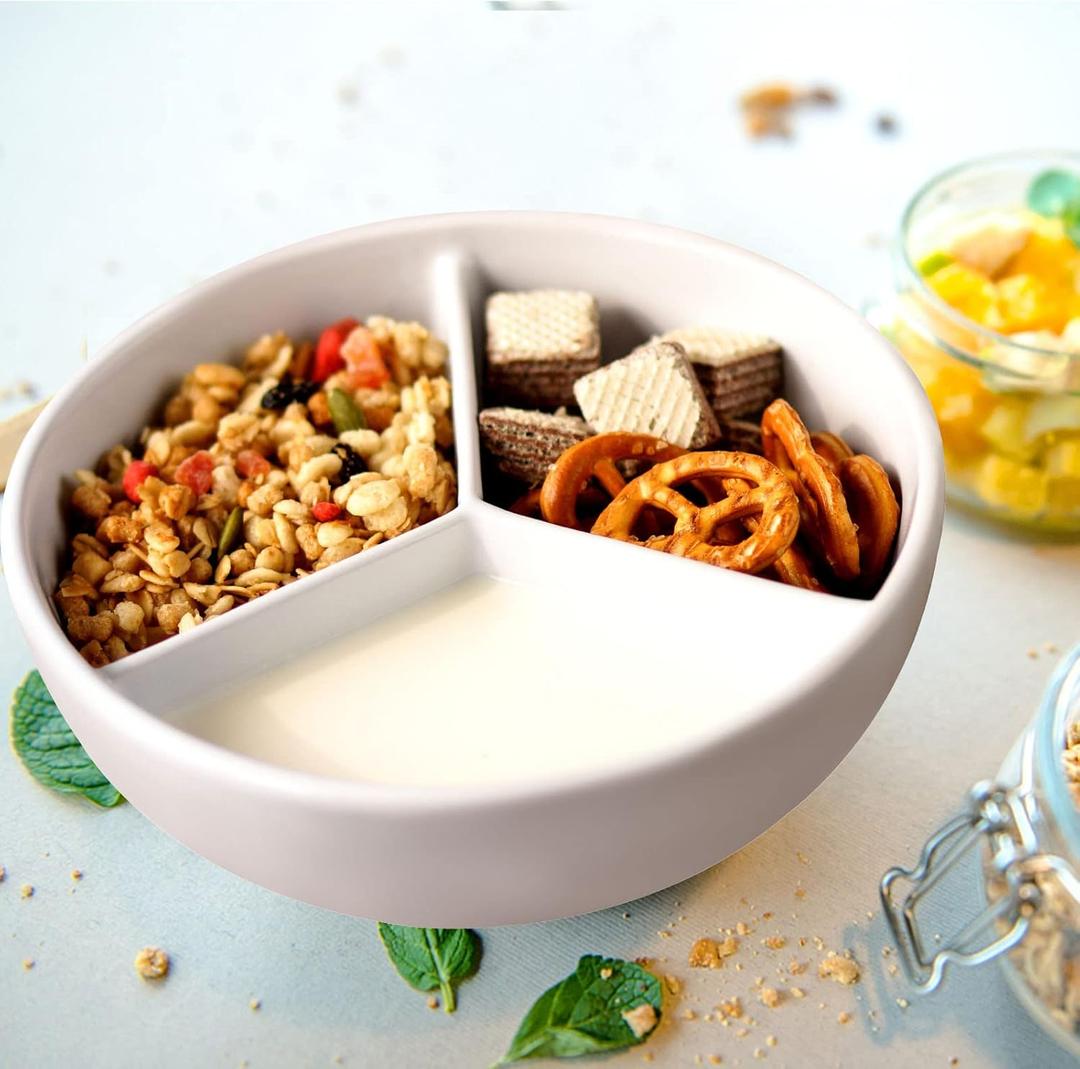 Cinf Ceramic Cereal Bowl 3 Section Separate Milk Keeps Fresh Crunchy Microwave Safe Anti Soggy Ice Cream Topping Yogurt Fries Ketchup Soup Salad Dessert Bowls Gifts