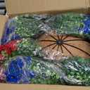 Hananona 2 Set Artificial Outdoor Flowers with Hanging Basket, 2 Hanging Planters with 24 Pcs Patriotic Flowers for Summer Front Porch Patio 4th of July Decor (Red, White, Blue)