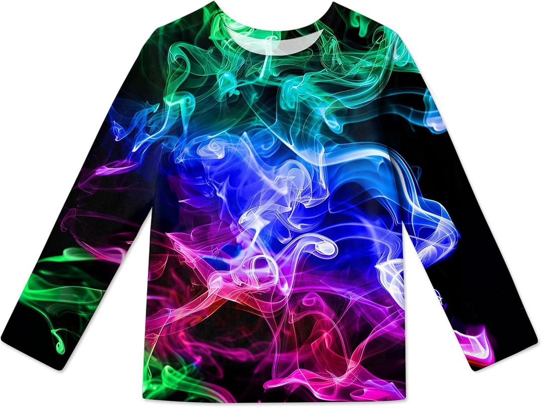 RAISEVERN Boys Girls 3D T-Shirt Graphic Print Tees Long Sleeve Shirts Size L