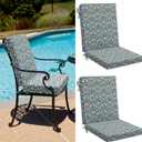 Patelai 2 Set 42x21x3 Inch Outdoor Patio Chair Cushions for Dining/Rocking Chairs High Back Soft Seat Pad with Ties Waterproof Fade Resistant for Indoor Outside Furniture (Vibrant,Paisley Blue Floral)