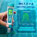 7 in1 Pool Thermometer, PH & Salt Meter, Digital Pool TDS EC ORP SG Salinity Test Kit, Professional High Accuracy Water Quality Tester & Monitor for Swimming Pool, Spa, Hot Tub, Hydroponics & Aquarium