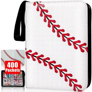 Baseball Gifts Cards Binder with Sleeves  4 Pocket, Double Sided, 50 Removable Sleeves, Collectible 400 Cards  Zip Trading Card Collection/Collector Albums/Folder for MTG, TCG, Sport Cards