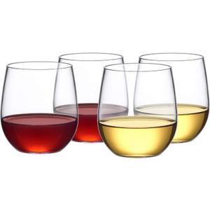 Amazing Abby - Cindy - 14-Ounce Unbreakable Tritan Glasses (Set of 4), Plastic Stemless Tumblers, Reusable, BPA-Free, Dishwasher-Safe, Perfect for Poolside, Outdoors, Camping, and More