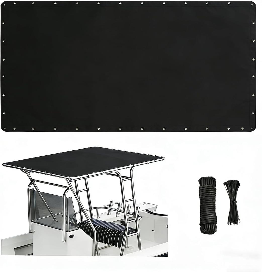 1200D T Top Canvas Replacement for Center Console, Fits 61" x 44", Black | Heavy Duty Waterproof T Top Canvas with Storage Bag,Durable Marine-Grade Fabric for T-Top Protection