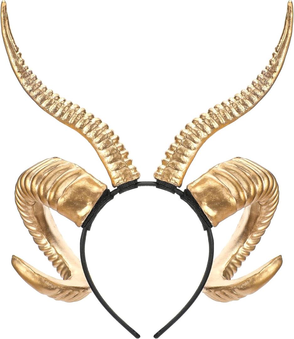 MOSTORY Antelope Horns Headband for Adult - Devil Horns Headband for Halloween Demon Horn Headband for Renaissance Cosplay (Gold)