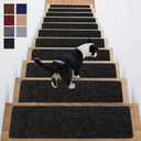 Carpet Stair Treads for Wooden Steps Non-Slip Indoor 16pcs 8x30inch Stair Treads Carpet Anti Slip for Dogs, Elders, Kids Stair Runners for Wooden Steps Stair Pads Mats Covers Pads, Black