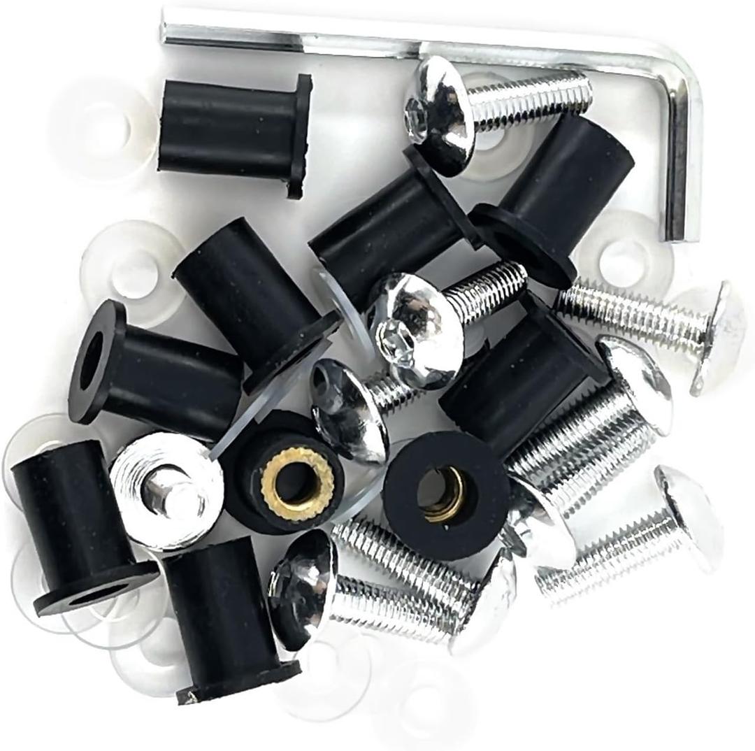 TCHAU Bodywork Kits for for Suzuki 10 PCS Silver M5x16mm Universal Motorcycle Windscreen Windshield Screws Bolts Nut Fastener Parts