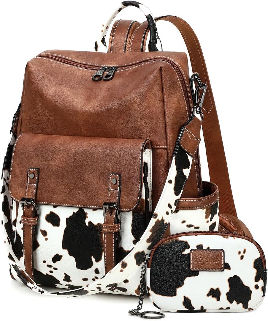 Backpack Purse for Women PU Leather Back Packs Designer Ladies Shoulder Bag Fashion Faux Work Travel Handbags (Cow Brown)