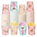 Maxcheck 100 Pcs Pink Christmas Paper Cups 9 oz Disposable Pink Snowflakes Elk Xmas Coffee Cups Hot Drink for Xmas Holiday Party Drinkware Supplies Hot Tea Cold Beverage Cocoa (Cute Style)