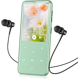 AGPTEK 64GB MP3 Player with Bluetooth, M3 2.4 inch Music Player with Speaker and FM Radio, Touch Buttons, Supports Up to 128GB (Green)