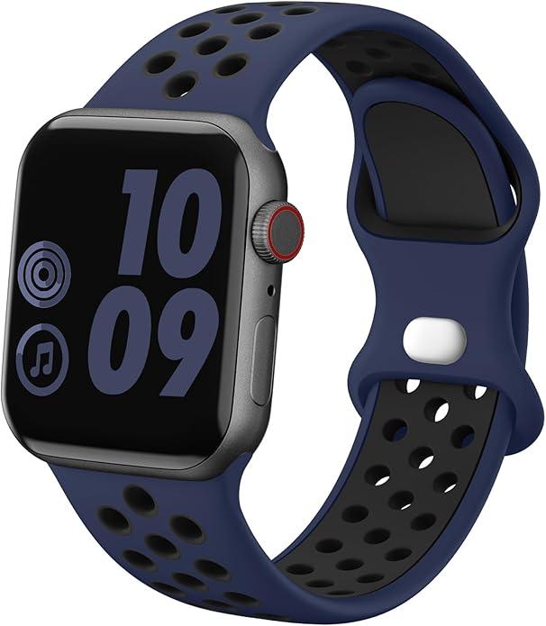 DaQin Compatible with Apple Watch Band 49mm 46mm 45mm 44mm 42mm 41mm 40mm 38mm for Women Men, Soft Silicone Sport Breathable Wristbands Strap for iWatch Bands Series 10 9 8 7 6 5 4 3 2 1 SE Ultra 2 Pack of 4