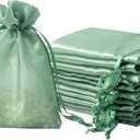 QIANF 20 Pcs Sage Green Small Organza Bags 4X6 inch for Wedding Favors with Drawstring, Mini Mesh Gift Bags Jewelry Pouch for Candy Bridal Shower Party Favor Baby Shower Christmas