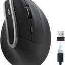 acer Ergonomic Mouse Wireless, Vertical Computer Mouse for Office, Ergo Mice Rechargeable for Medium to Large Sized Hands, 2.4GHz USB Receiver, 800/1200/1600 DPI, 6 Buttons for Laptop, PC and Desktop
