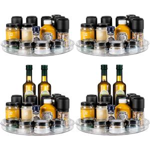 vacane 4 Pack Turntable Organizer Non-Skid, Large 13" Cabinet Lazy Susan Clear Turntable Organizer for Pantry Lazy Susan Organizer, Storage Containers for Kitchen, Countertop (13 Inch)