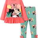 Disney Minnie Mouse Frozen Princess Marvel Toddler Girls Clothes Long Sleeve Sweatshirt + Leggings 2pcs Outfits Set 2-6Y (5-6 Years, Minnie-light Red)