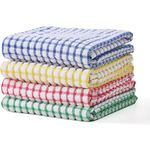 Egles 4 Packs Kitchen Dishcloths 15x27 Inches 100% Cotton Kitchen Dish Cloths for Washing Dishes Scrubbing Wash Cloths Dish Towels Sets (Mix Color)