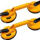 SOLUDE 2 Pack Glass Suction Cup,Aluminium Heavy Duty Vacuum Lifter for Moving Glass/Window/Tiles/Mirror/Granite,Double Gripper Sucker Plate,Yellow