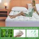Cooling Mattress Topper Queen Extra Soft Pillow Top Mattress Pad, Breathable Viscose Made from Bamboo Mattress Protector for Back Pain Relief, Deep Pocket Cover Fits 821 Inch