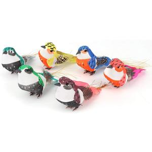 PAREKS Artificial Feathered Birds, 12pcs Artificial Bird Colorful Simulation Foam Birds Christmas Decorations Small Bird Figurine for Home Indoor Outdoor Garden Wedding Christmas Tree Ornament/764