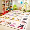 Bolacrom Kids Rugs for Playroom Educational Rug for Learn The ABC Alphabet, Soft Machine Washable Non-Slip Cute Carpet for Classroom Toddler Nursery Kids Room Decor Mat