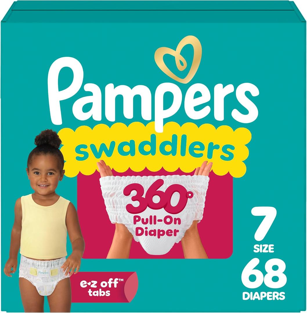 Pampers Swaddlers 360 Pull-On Diapers, Size 7, 68 Count for up to 100% Leakproof Skin Protection and Easy Changes