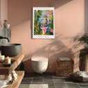 JPDSIIPXZ Funny Cat Bathroom Canvas Wall Art Colorful Tabby Cat on Toilet Picture Wall Decor Animals Reading Newspapers Painting Canvas Prints Dopamine Botanical Poster Artwork for Bathroom Restroom