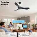 Outdoor Ceiling Fan Without Light, 42Inch Smart Ceiling Fan with Remote & Voice Control for Alexa/Google, 3-Blade Solid Wood Fan, Quiet DC Motor, 6 Speeds for Patio, Porch, Farmhouse, Black