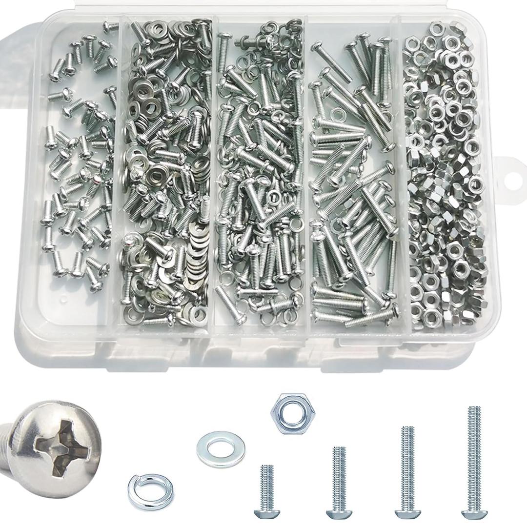 M3 640pcs 8.8Grade Carbon Steel FlatHead Phillips Machine Screws  Assorted Lengths for HighStrength Fastening