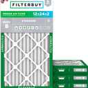Filterbuy 12x24x2 Air Filter MERV 8 Dust Defense (4-Pack), Pleated HVAC AC Furnace Air Filters Replacement (Actual Size: 11.38 x 23.38 x 1.75 Inches)