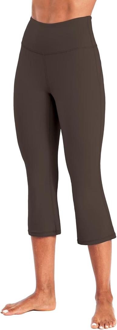 Sunzel High Waist Mini Flared Leggings for Women, Tummy Control Casual Flare Yoga Pants for Yoga Workout Gym (Black, L)