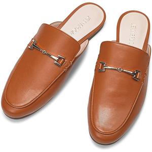 JENN ARDOR Mules for Women Flats Backless Loafers Shoes Slip On Slippers Pointed Toe Low Heel Work Slides Womens Mules Casual Shoes (8), Brown Mules
