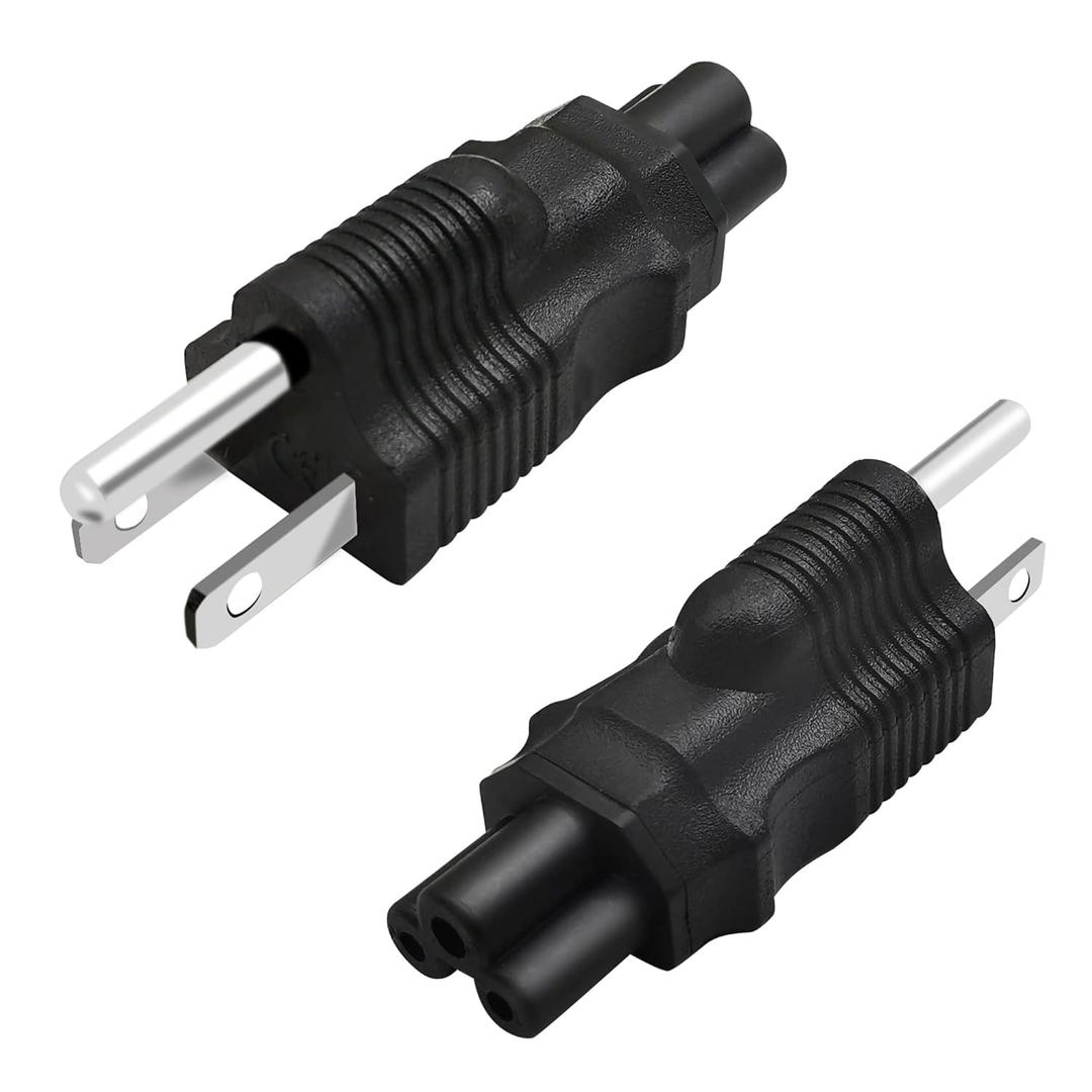 GINTOOYUN 2Pack NEMA 5-15P to IEC320 C5 Adapter, 3 Prong AC Laptop Power Mickey Mouse Plug IEC 60320 C5 Converter, 15A 125V