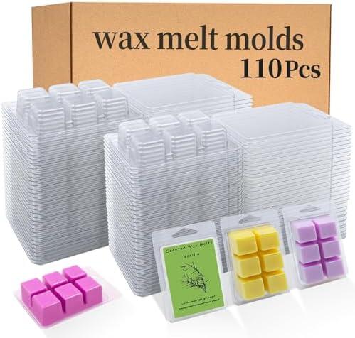 PCREGPAE Thickened Wax Melt Molds Containers Clamshells Packaging for Wax Melts,Wax Tart Packaging for Enterprises or Households,Wax Seal Mold,Scentsy Wax Melts,Soy Wax,Wax Melt Warmer (110pcs)