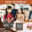 10" x 10" Double Sided Chalkboard Sign with Stand, Small Chalk Board Blackboard Wood Frame Felt Letter Board with 12 Chalk Markers and 340 Letters (Brown)