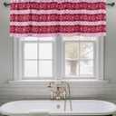 Christmas Snowflakes Stripe 2 Panels Valance for Window Light Filtering Winter Pink Burgundy Plaid Small Curtain Valances, Rod Pocket Window Treatment for Kitchen Bedroom Living Room, 54”x18”