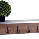 Millwork 40-Inch Wood and Zinc Metal Coat Hook Shelf, Industrial Design with Antique Iron Hooks, Wall Mounted Storage for Entryway, Mudroom, Laundry Room, 5 Hooks, 40 in. W x 8 in. D x 10 in. H