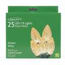 25 LED C9 Lights Warm White, Green Wire, 10.5ft, Lighted Length 