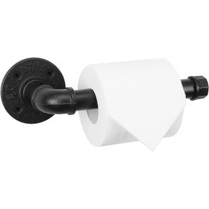 NearMoon Industrial Pipe Toilet Paper Holder, Heavy Duty DIY Toilet Roll Holder for Bathroom, Living Room and Kitchen, Vintage Rustic Iron Style Rustproof Bath Hardware, Wall Mounted (Black)