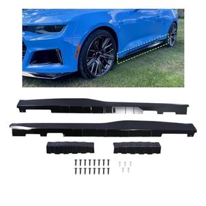 Promrmr Side Skirts ZL1 Style Gloss Black Painted 1 Pair Compatible with Chevy Camaro 2016-2022 LT SS RS (Coupe and Convertible Model), Body Kit Rocker Panel Extension Guard Splitters (ABS Plastic)